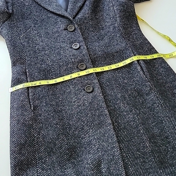 Cinzia Rocca wool/silk/angora grey and black herringbone coat - Picture 8 of 14